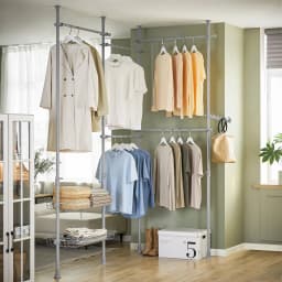 SoBuy KLS04 Telescopic Bar dresses stand with 5 dresses Bars and 2 Baskets Telescopic Wardrobes System Adjustable Shelving System