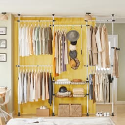 SoBuy KLS04 Telescopic Bar dresses stand with 5 dresses Bars and 2 Baskets Telescopic Wardrobes System Adjustable Shelving System