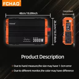 FCHAO 3000W 12VDC To 220VAC Pure Sine Wave Inverter Power 6000W Car Inversor for Home and Camp with Display LCD drive