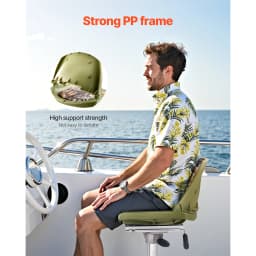 SucceBuy Boat Seat, Low Backrest, Folding Fishing Boat Seat with Thickened Sponge Cushion PP Frame, Flip Up Boat Seat for Yachts