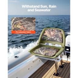 SucceBuy Boat Seat, Low Backrest, Folding Fishing Boat Seat with Thickened Sponge Cushion PP Frame, Flip Up Boat Seat for Yachts
