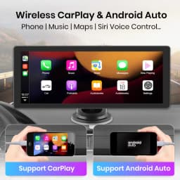 Junsun 10.26 inch Touchscreen Portable Wireless CarPlay for Apple Android Car Stereo Bluetooth AUX GPS FM