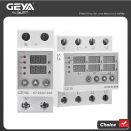 GEYA GPS8 Single Phase & Three Phase Voltage Current Relay Protector  Over Voltage Under Voltage Protective Device  63A 220VAC