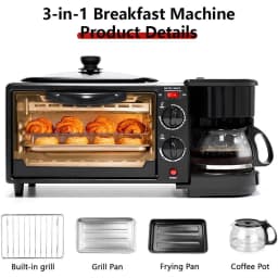 Breakfast Station Multifunctional Toaster Oven Station Coffee Maker for Making Coffee Sandwiches Cake 3 in 1 expediency