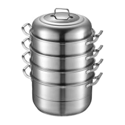 Large Capacity 304 Stainless Steel Steamer Pot with 3 Steamed Compartments and Lid, Durable, Rust-Resistant, Perfect for