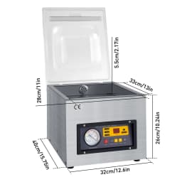Automatic Chamber Vacuum Sealer Silver 120W Copper Motor 2CFM Commercial Sealing 3-in-1 Function for Food Preservation