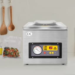 Automatic Chamber Vacuum Sealer Silver 120W Copper Motor 2CFM Commercial Sealing 3-in-1 Function for Food Preservation