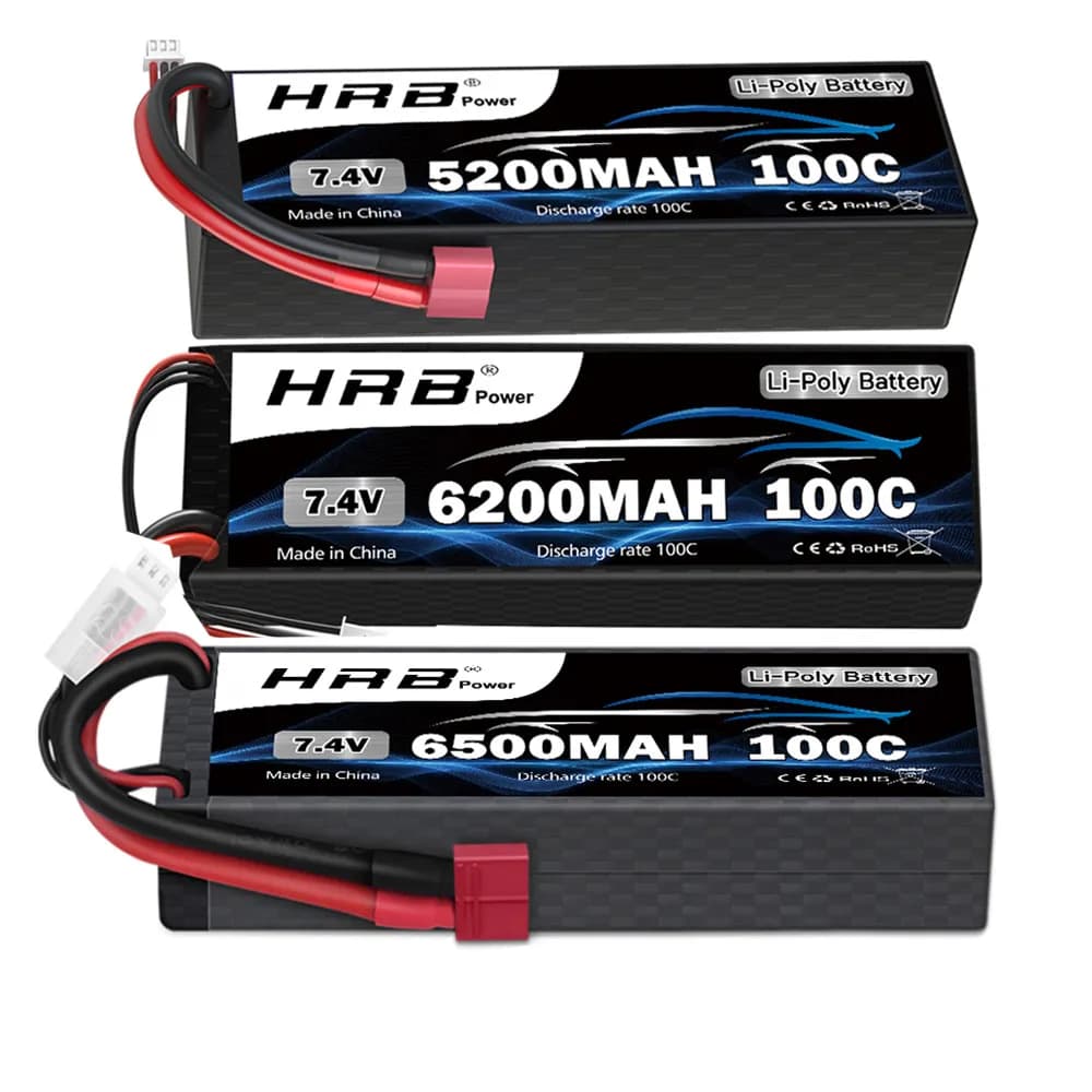 HRB 2S RC Lipo 7.4V 5200mah 6200mah 6500mah RC Car Lipo Battery Hard case 100C With Deans T Plug for RC Car Truck Monster