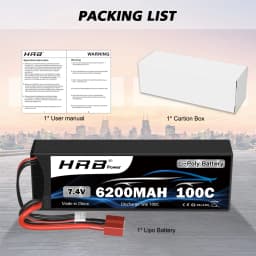 HRB 2S RC Lipo 7.4V 5200mah 6200mah 6500mah RC Car Lipo Battery Hard case 100C With Deans T Plug for RC Car Truck Monster