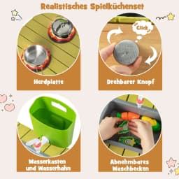 Mud Kitchen Outdoor, Children's Kitchen Wood with Water Function,with Hooks and Removable Shelf,for Children from 3 Years