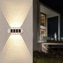 Solar Wall Lights Outdoor Lighting Warm Light Wall Washing IP44 Waterproof for Outside Fence Walkway Porch Deck