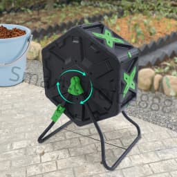 70L Chamber Compost Tumbler Outdoor Tumbling Composting Bins 360° Rotation Volume Garden Composter Single-Chamber