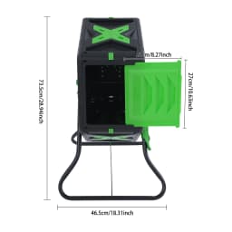 70L Chamber Compost Tumbler Outdoor Tumbling Composting Bins 360° Rotation Volume Garden Composter Single-Chamber