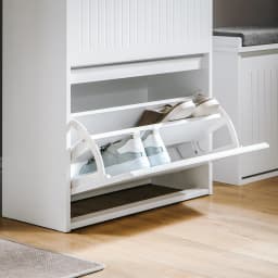 SoBuy FSR165 Shoe dump truck with 2 flaps Shoe shelf Shoe Cabinet narrow shoe rack with 4 shelf surfaces Shoe chest of drawers