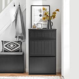 SoBuy FSR165 Shoe dump truck with 2 flaps Shoe shelf Shoe Cabinet narrow shoe rack with 4 shelf surfaces Shoe chest of drawers