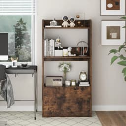 Bookcase with Drawer, Standing Shelf with 2 Compartments,Storage Shelf for Living Room, Bedroom, 55 x 29 x 105 cm (Rustic Brown)