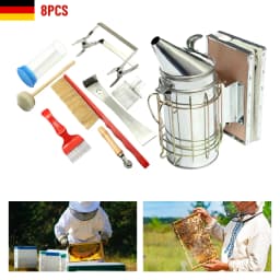 7 Pcs Beekeeping Tools and Accessories, Stainless Steel Beekeeping Tools Kit, with Manual Smoker Beehive& J-Hook Bee Brush