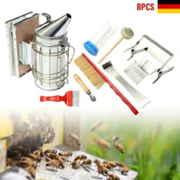 7 Pcs Beekeeping Tools and Accessories, Stainless Steel Beekeeping Tools Kit, with Manual Smoker Beehive& J-Hook Bee Brush