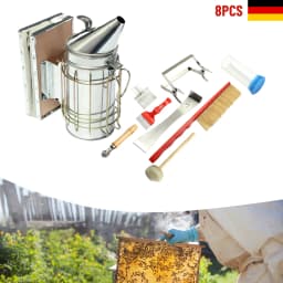 7 Pcs Beekeeping Tools and Accessories, Stainless Steel Beekeeping Tools Kit, with Manual Smoker Beehive& J-Hook Bee Brush