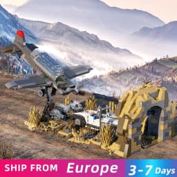 1232PCS Tunnel Car Plane Chase Fight Scene Building Blocks Movie Street View Model Bricks Desktop Display Toy Kids Holiday Gifts