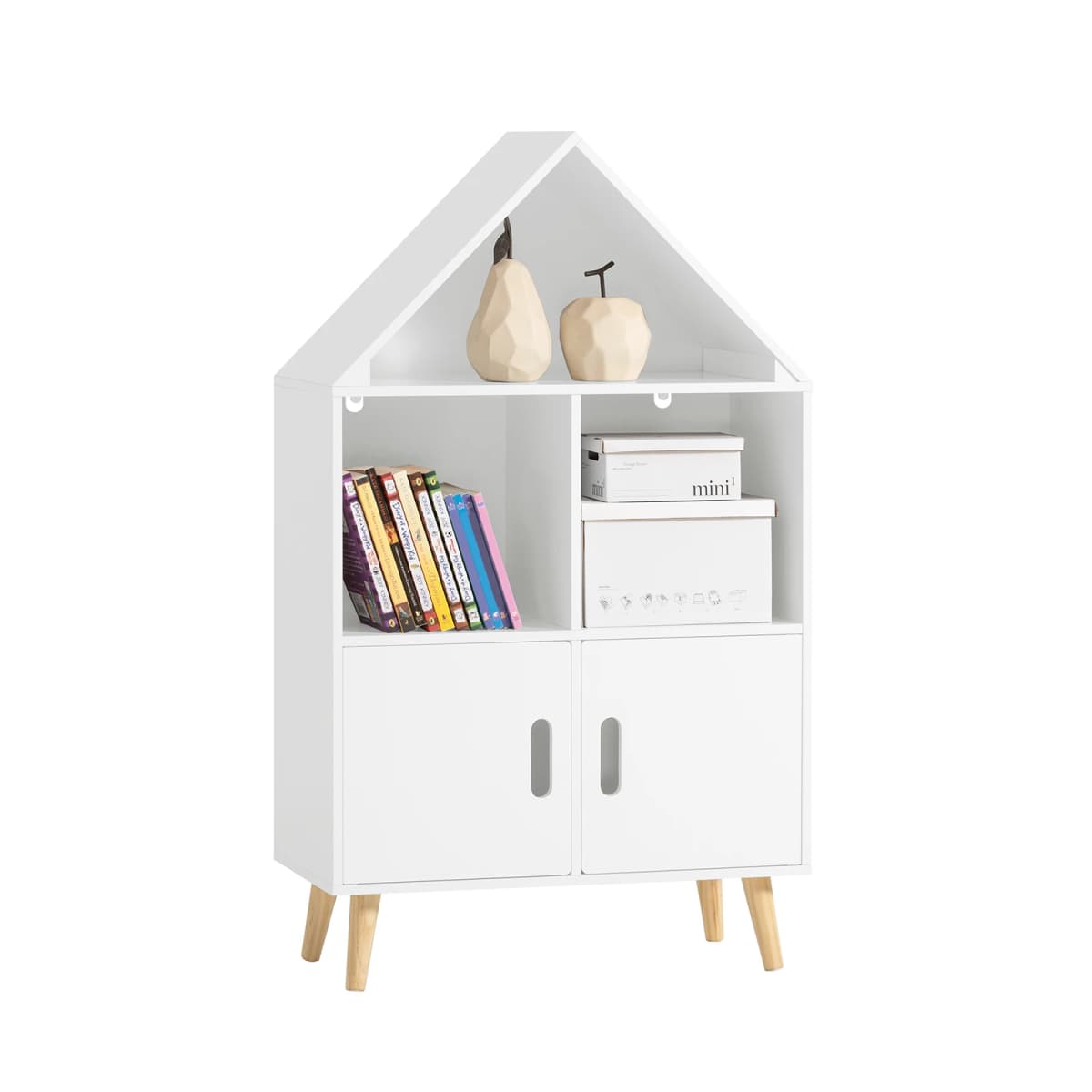 Sobuy Kmb58-W Kids Shelf with House Design Bookcase for Children Storage Shelf Toy Shelf Furniture