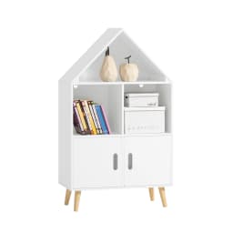 Sobuy Kmb58-W Kids Shelf with House Design Bookcase for Children Storage Shelf Toy Shelf Furniture