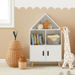 Sobuy Kmb58-W Kids Shelf with House Design Bookcase for Children Storage Shelf Toy Shelf Furniture