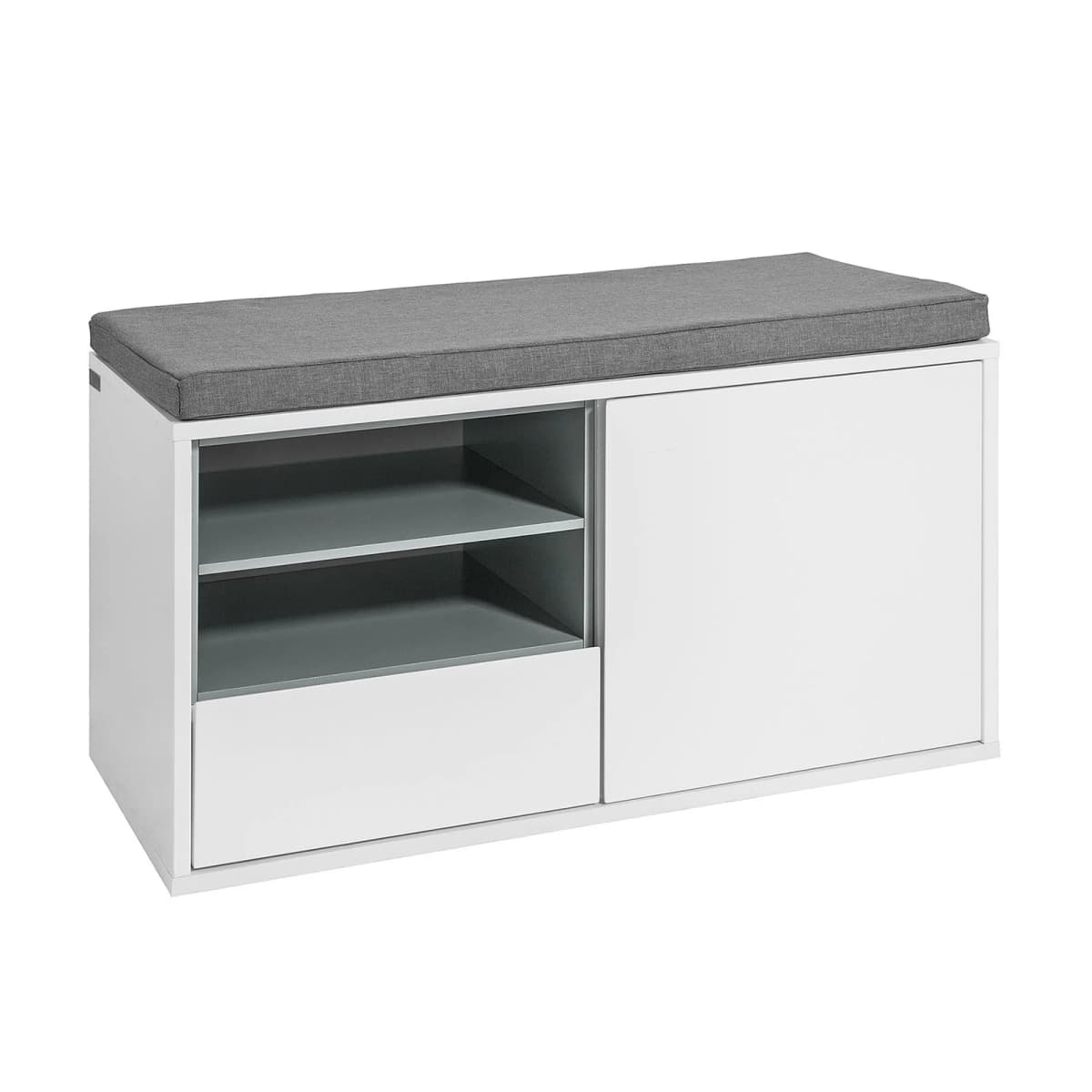 SoBuy FSR37-W bench with seat cushion, bed bench, shoe cabinet, coat rack bench, white, dimensions approximately: 80x46x35cm
