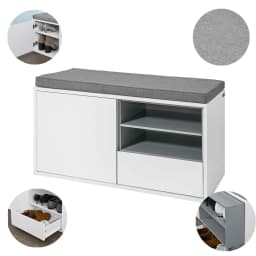 SoBuy FSR37-W bench with seat cushion, bed bench, shoe cabinet, coat rack bench, white, dimensions approximately: 80x46x35cm