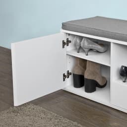 SoBuy FSR37-W bench with seat cushion, bed bench, shoe cabinet, coat rack bench, white, dimensions approximately: 80x46x35cm