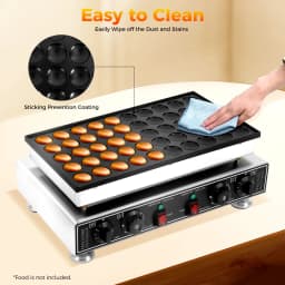 Cast Aluminum Dutch Pancake Maker, 50-Hole 850W×2 Heating, 50-300℃ Temperature Control Non-stick Mini Waffle Baker for Home Shop