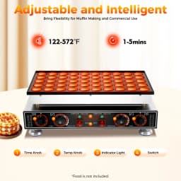 Cast Aluminum Dutch Pancake Maker, 50-Hole 850W×2 Heating, 50-300℃ Temperature Control Non-stick Mini Waffle Baker for Home Shop