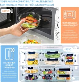 SIAZIH 1300 ML Round Glass Food Containers (With Lids), Set of 4, Airtight Food Storage Containers, BPA-Free