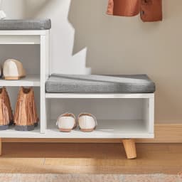 SoBuy FSR125-WN Shoe bench with 2 seats and 1 sliding door bench seat with storage plank bench Shoe chest seat chest of drawers for children