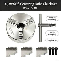 3-Jaw Self-Centering Lathe Chuck 125mm Diameter 3000r/min Centering Precision 0.07mm for CNC Drilling K11-125