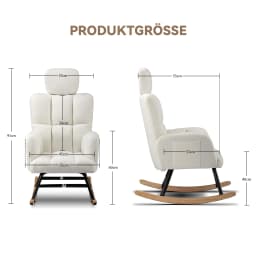 COMHOMA Rocking chair Rocking armchair with Armrests Headrest, Teddy Plush Swing armchair Ear armchair Sunbed Beige