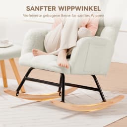 COMHOMA Rocking chair Rocking armchair with Armrests Headrest, Teddy Plush Swing armchair Ear armchair Sunbed Beige