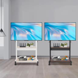 Mobile TV Stand for 43-86'' TVs Tilt TV Cart Holds up to 220.46lb Portable Adjustable Stand with Storage Shelf Rolling Floor