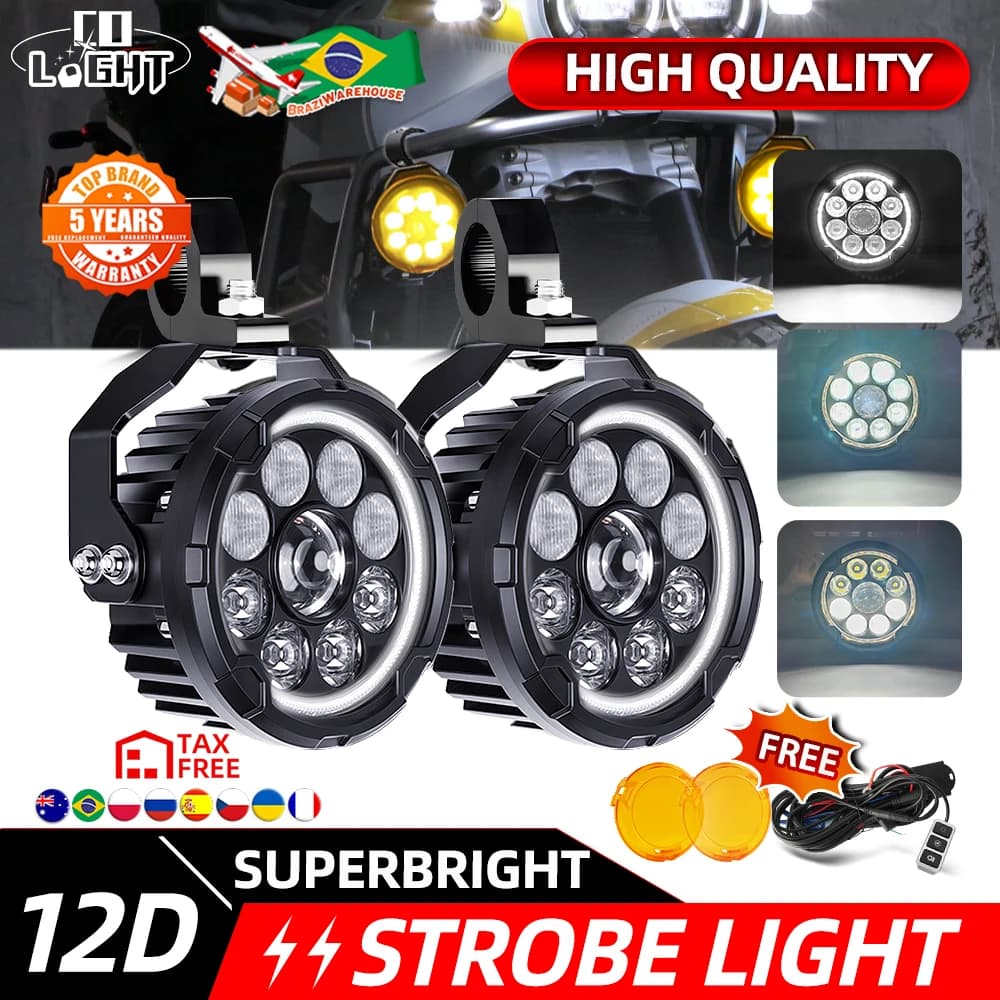 CO LIGHT Motorcycle LED Driving Work Light 5inch DRL Strobe High Low 12V 24V For BMW R1200GS LC ADV R1250GS F900R R9T Auxiliary