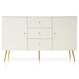 KOMHTOM chest of drawers with 2 doors and 3 drawers, white door chest of drawers with push box, adjustable shelf for living room and sleeping Zim