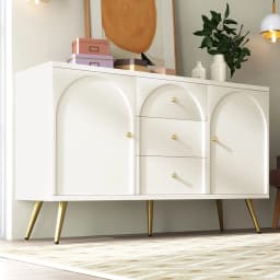KOMHTOM chest of drawers with 2 doors and 3 drawers, white door chest of drawers with push box, adjustable shelf for living room and sleeping Zim