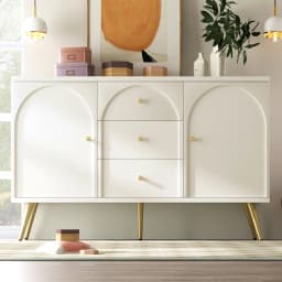 KOMHTOM chest of drawers with 2 doors and 3 drawers, white door chest of drawers with push box, adjustable shelf for living room and sleeping Zim