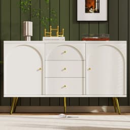 KOMHTOM chest of drawers with 2 doors and 3 drawers, white door chest of drawers with push box, adjustable shelf for living room and sleeping Zim