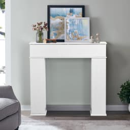 Rosahqnda Modern White Fireplace Fireplace Fireside Console with Secret Compartment Large Storage Room Decorative Fireplace Wood Console Fireplace