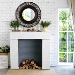 Rosahqnda Modern White Fireplace Fireplace Fireside Console with Secret Compartment Large Storage Room Decorative Fireplace Wood Console Fireplace