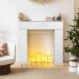 Rosahqnda Modern White Fireplace Fireplace Fireside Console with Secret Compartment Large Storage Room Decorative Fireplace Wood Console Fireplace