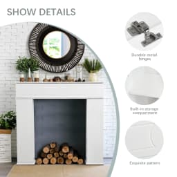 Rosahqnda Modern White Fireplace Fireplace Fireside Console with Secret Compartment Large Storage Room Decorative Fireplace Wood Console Fireplace