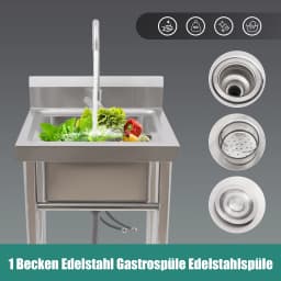Stainless Steel Sink Household Sink Freestanding Large Capacity Deep Basin Bowl Adjustable Modern for Kitchen Commercial Premise