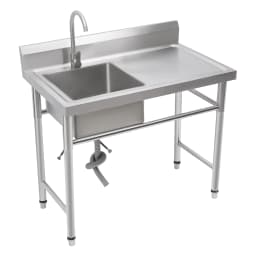 Stainless Steel Sink Household Sink Freestanding Large Capacity Deep Basin Bowl Adjustable Modern for Kitchen Commercial Premise