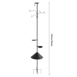 Bird Feeder Pole with 4 Hooks 2 Tray Birdhouse Pole Adjustable Height Outdoor Bird Feeder Pole with Squirrel Proof Baffle for Ga